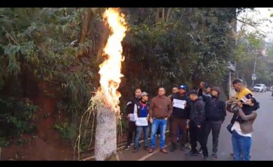 HYC Storms BJP Meghalaya Office, Burns Effigy Over Sunil Deodhar’s Remarks